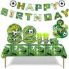 Football Themed Party Disposable Tableware Soccer Flag Paper Tray Tissue Ballon Cup Tablecloth Baby Shower Birthday Decoration