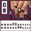 Plastic Halloween Press On Nails Glittering Bat Ghosty Design Long Lasting Nail Art Stickers For Parties And Daily Use