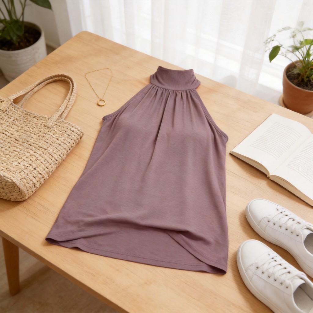 Sleeveless Knit Tank Top For Women With Tie Details Summer Casual Wear