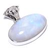 Natural Rainbow Moonstone Gemstone 925 Solid Sterling Silver Pendant 1.18" e7k80