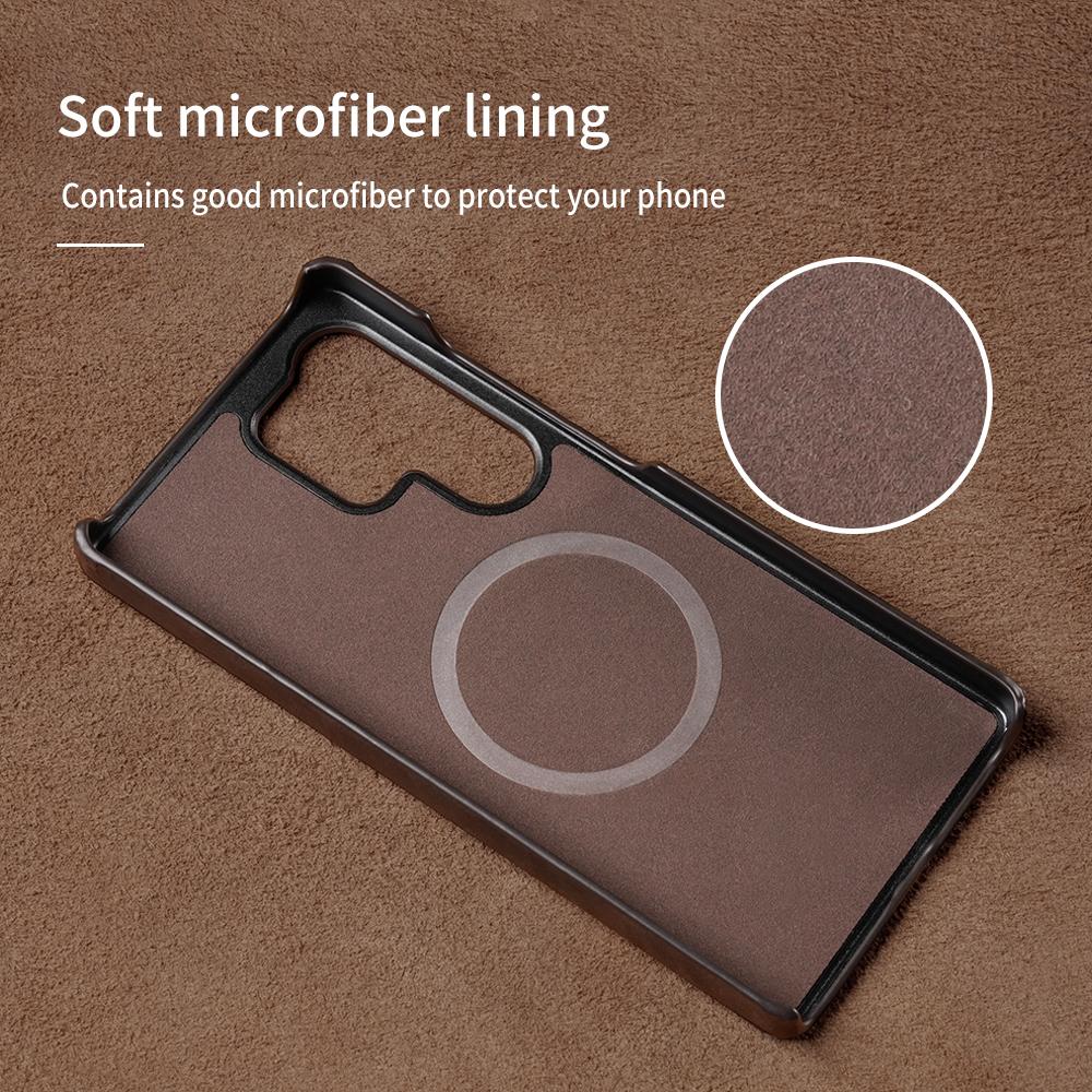Retro for Magsafe Case for Samsung Galaxy S24 S25 Ultra Plus S25Ultra  Genuine PULL-UP Leather Magnetic Phone Back Cover