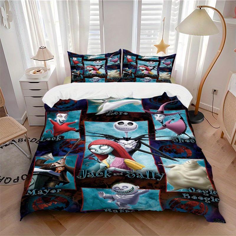 3pcs Jack and Sally Friends Bedding Set Includes Quilt Cover and Pillowcases, Suitable for All Seasons F050