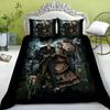 Bedding Set New Bed Cover 3D Skull Head Scary Print Family Bedroom Full Size Quilt Cover and Pillowcase Microfiber