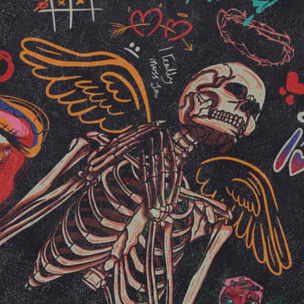 American Vintage Vintage Skull Print Short Sleeve T-Shirt Men'S And Women'S Ins Trendy Brand Washed Old Half Sleeve Tee