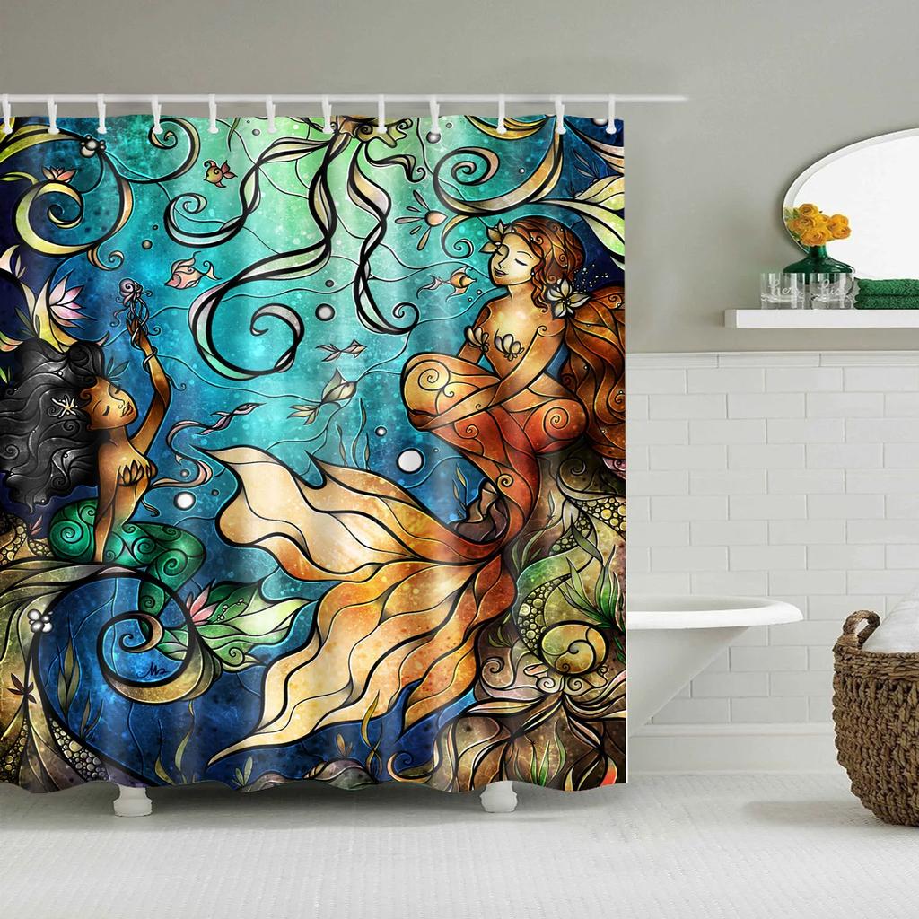 3D Cartoon Character Shower Curtains Bathroom Curtain Waterproof Shower Curtain Home Decor Bath Curtain with 12 Hooks