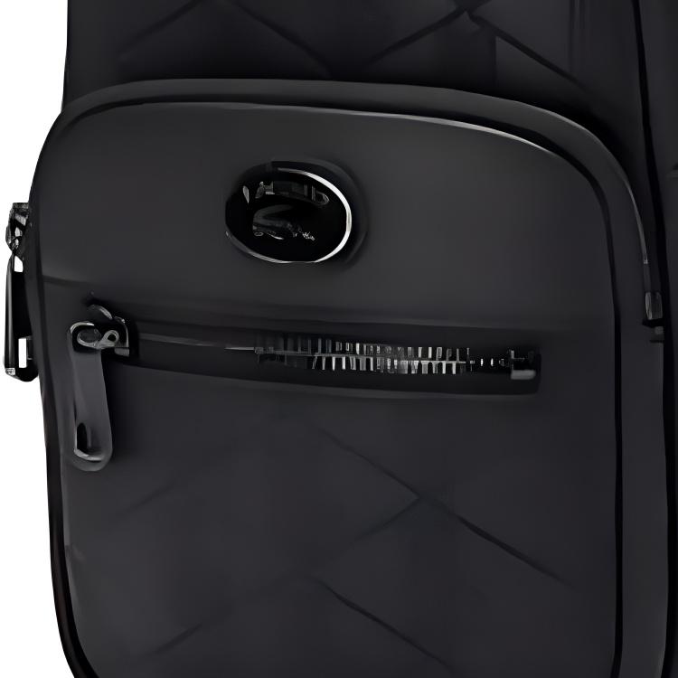 Lacoste Logo Zipper Closure Mixed Material Shoulder Crossbody Bag Men Bags Black NH4399MR-000