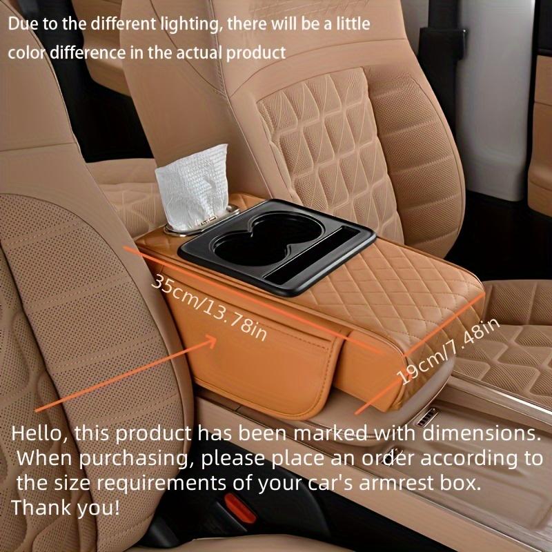 

1pc Multifunctional Car Armrest Cushion with Cup Holder, Faux Leather Storage Heightening Pad for Center Console, Vehicle Tissue Box оранжевый