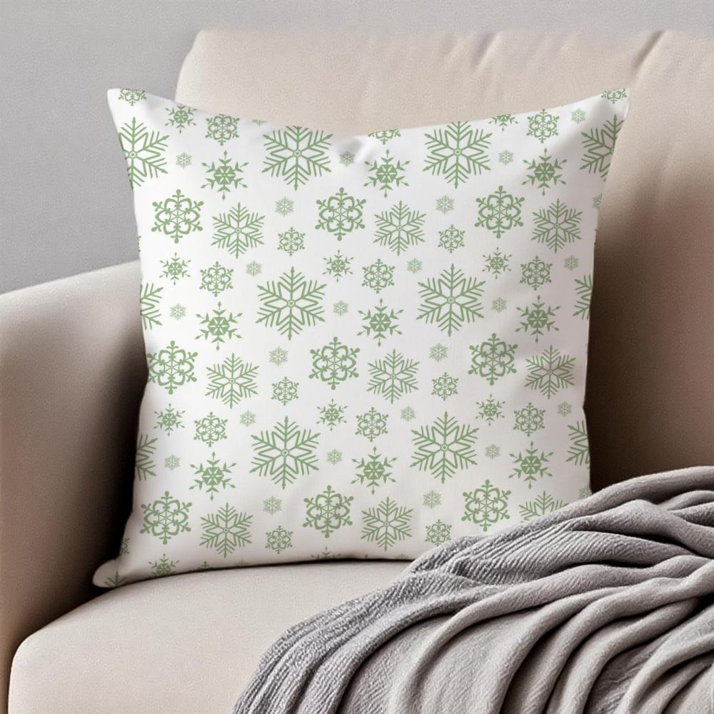 Christmas Snowflakes Cushion Cover Pillowcase Antidustmite Invisible Zipper Short Plush Sofa Cushion