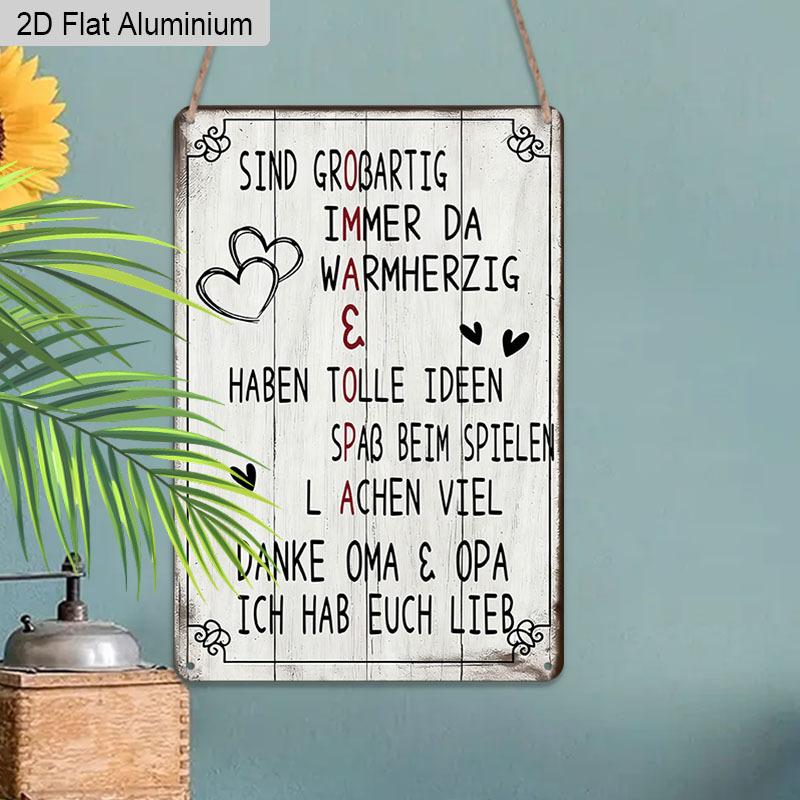 2D Flat 1pc Vintage German Aluminium Wall Art Sign 8x12 Aluminium Rustic Home Decor Heartwarming Family