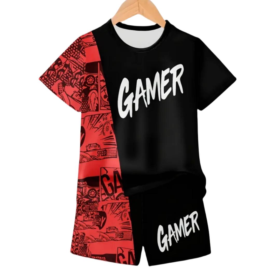 Boys sportswear set, children s summer outfit, short sleeved shorts set 5-6 Years