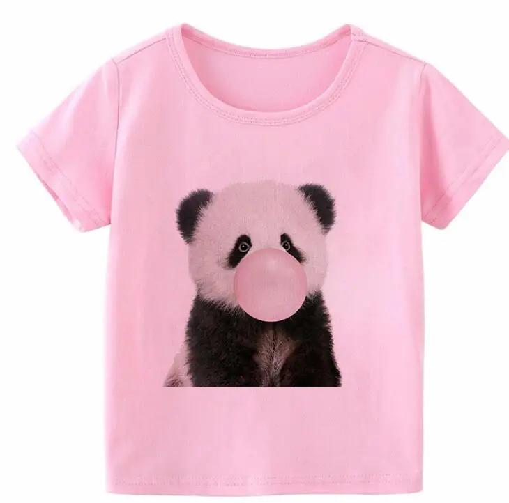 Summer Boys Girls Short Sleeves TShirts Childrens Tshirt Pink Panda T Shirt Baby Girl Tops Kids Tees Girls Tops Casual