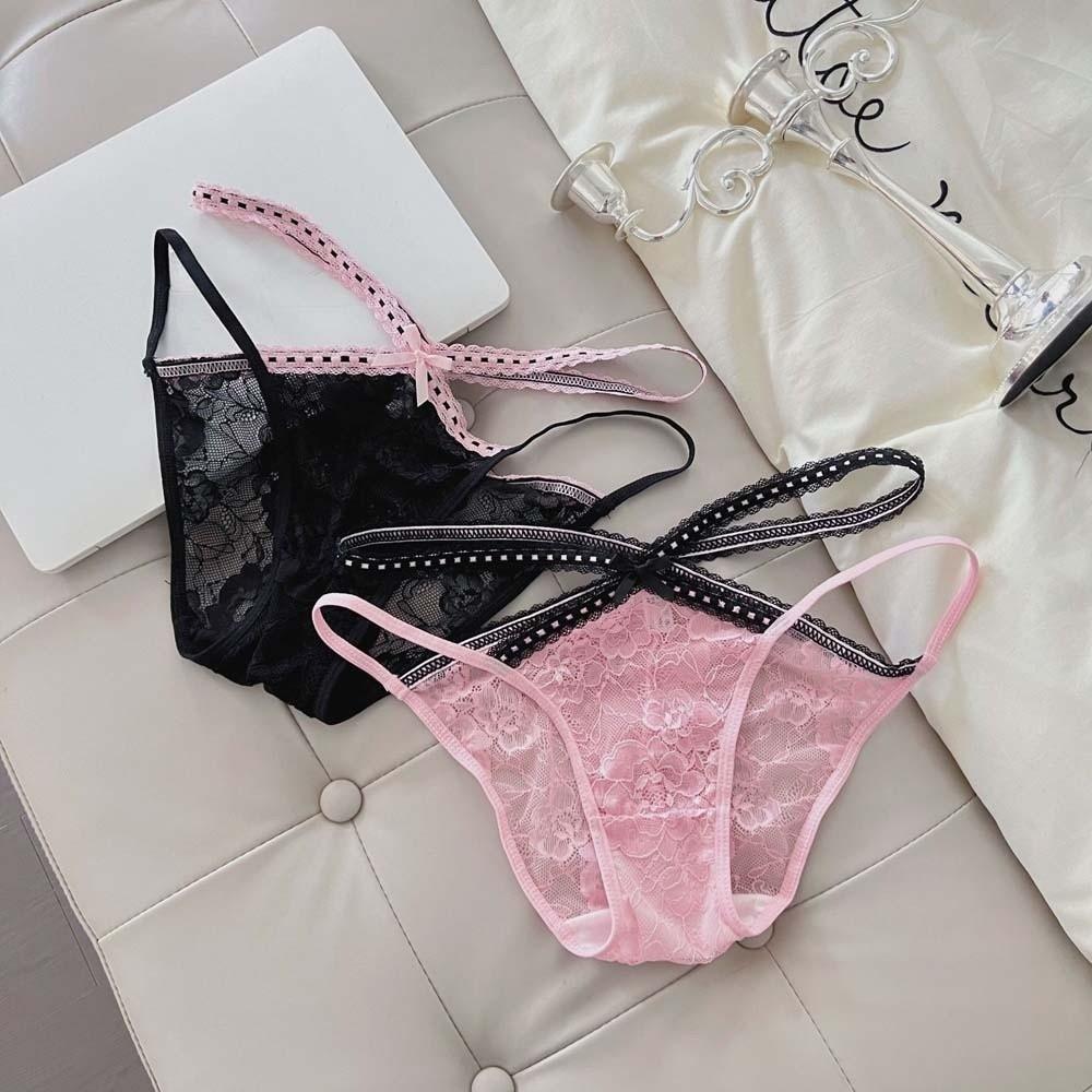 Low Waist Mesh Flower Lace Panties Bowknot Lace Underpants Underwear for Women  Ladies