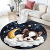 Sleeping French Bulldog Round Area Rug,Carpet Rug for Living Room Bedroom Sofa Playroom Decor,Non-slip Floor Mat