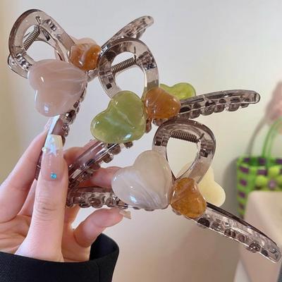 1pc High-end Large Jelly-colored Heart Hair Clip for Women, a Back-of-head Hair Accessory for Pinning Up Hair