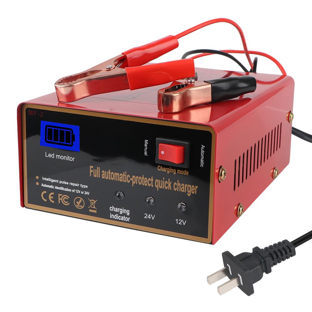 EU/US Plug Automotive Battery Charger LED Screen Motorcycle Battery Charger 12V/24V For SUV Truck Boat Motorcycle