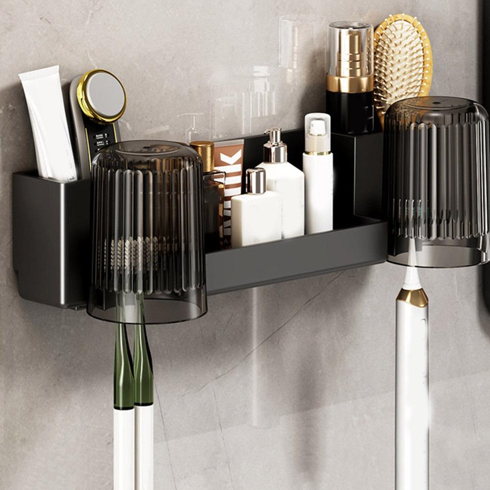 

Plastic Toothbrush Holder Large Capacity Toilet Storage Rack Toothbrush Storage Rack Bathroom чёрный