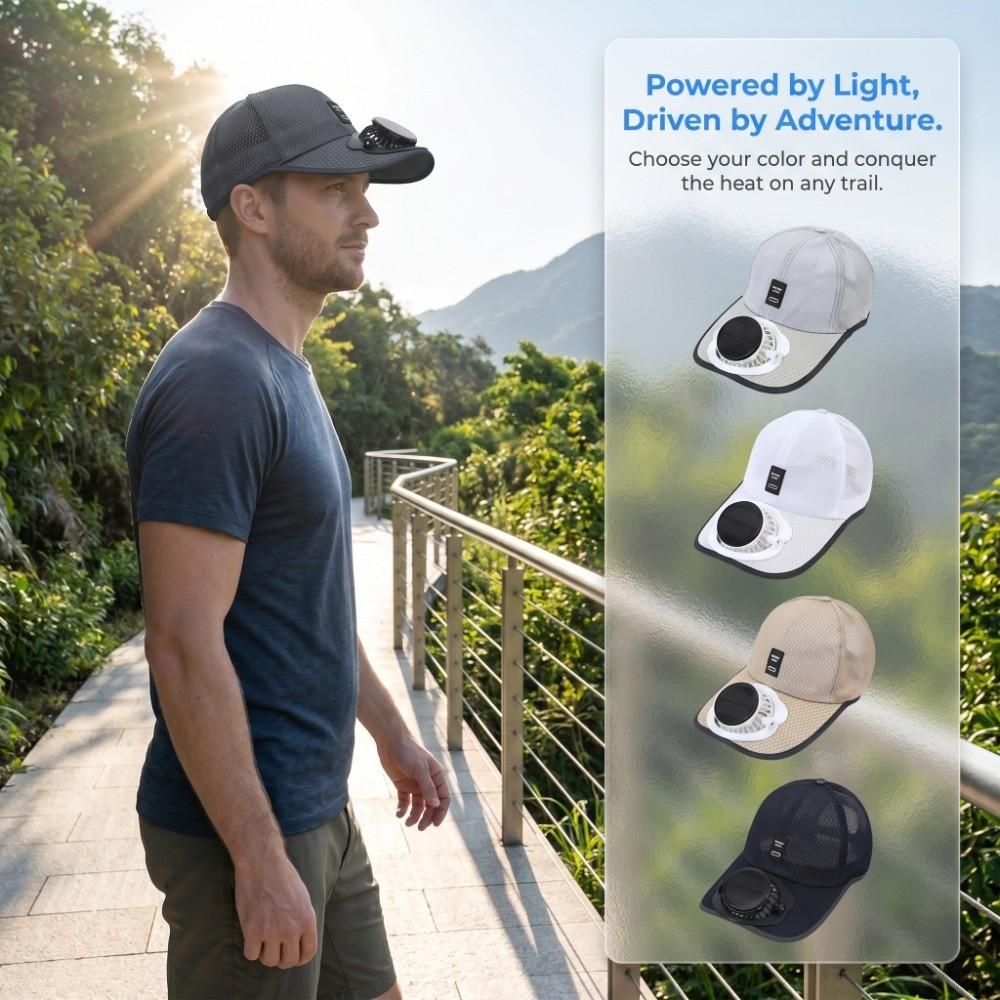 UV Protection Solar Powered Fan Hat Sun Protection Breathable Mesh Sun Hat Camping