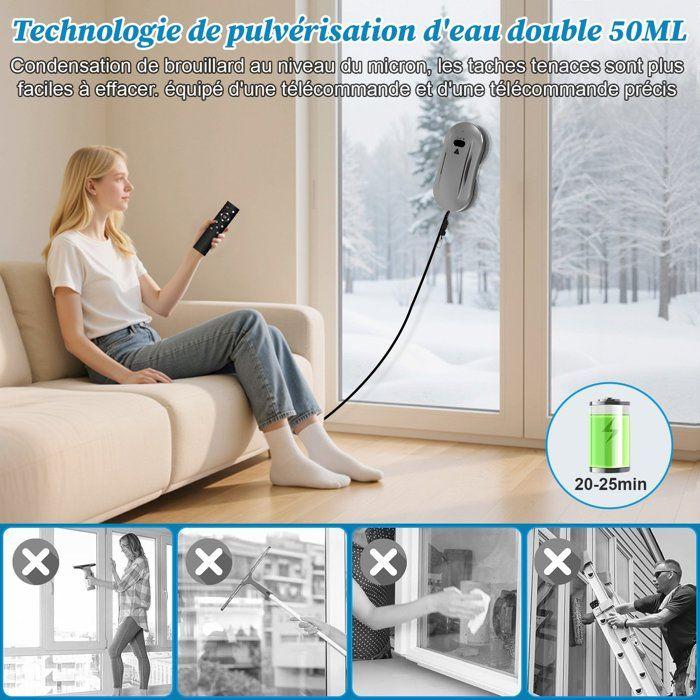 Window Cleaning Robot 5600Pa - 50ml Double Spraying - Automatic cleaning 3 Modes - brushless motor - 10 cleaning cloths