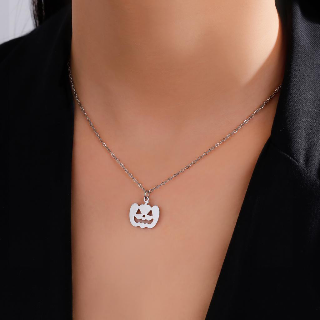 Teamer Pumpkin Ghost Halloween Stainless Steel Pendant Necklace For Women Man Handmade Design Fashion Jewelry Gift 2026 New