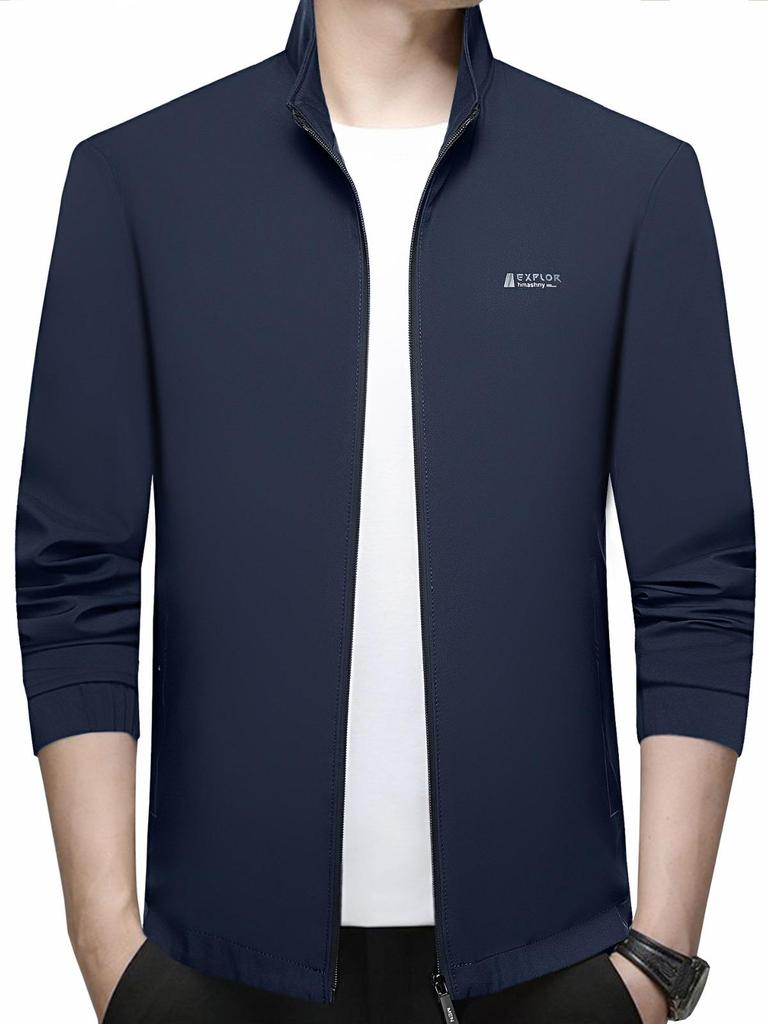 Stylish Stand-Up Collar Jacket for Middle-Aged Men - 2026 Spring Korean Business Casual