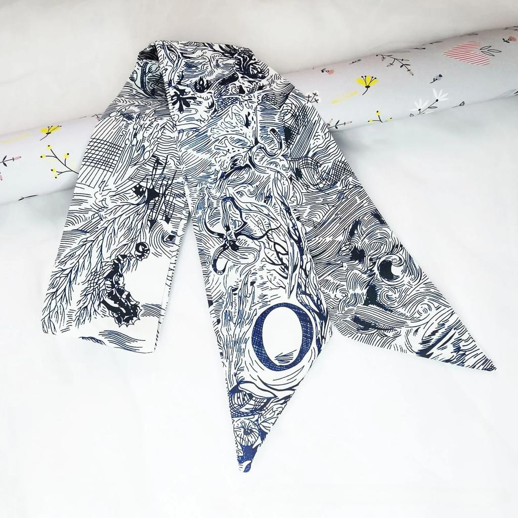 Fashion Skinny Scarf Women Luxury Letter Printing Tie Bag Handle Ribbon Hair Band Women's Headscarf New Lady Design Silk Scarves