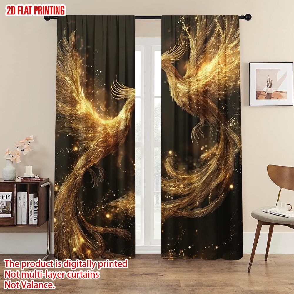 2pcs   plane printing Popular Curtains Double Phoenix Flying Pattern Versatile Polyester (without rod) Gifts Perfect for