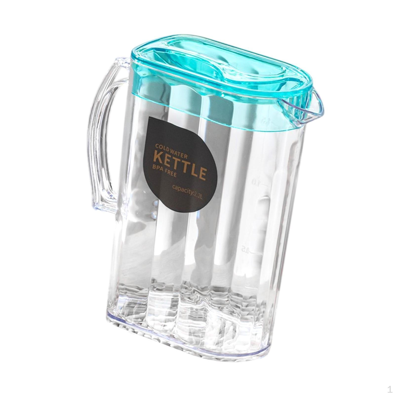 

2200ml Clear Water Container with Handle Ideal for Cold Drinks Blue Rectangular