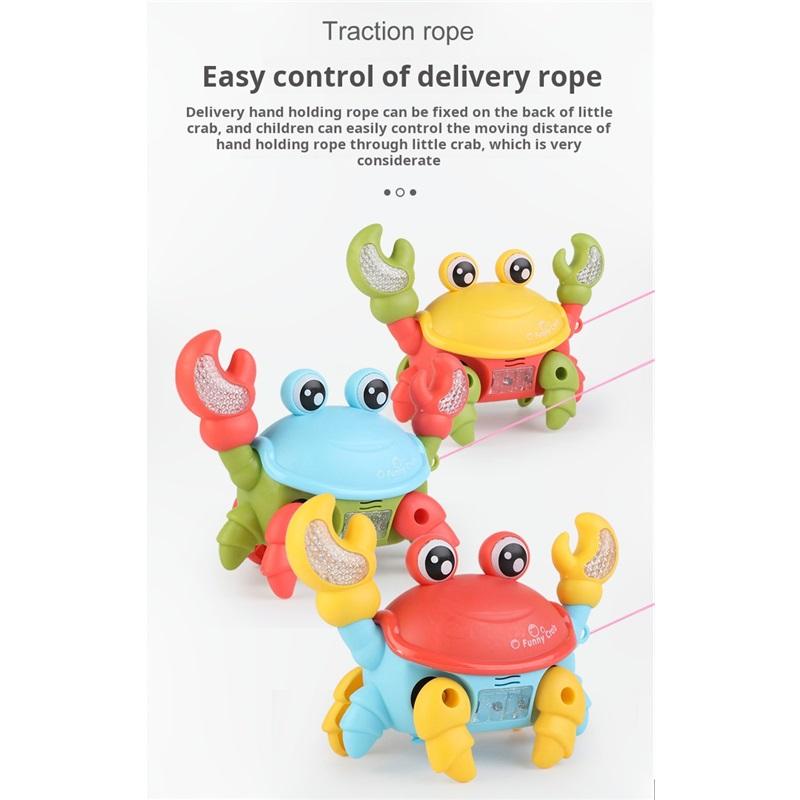 Internet Celebrity Children's Electric Rope Funny Little Crab Toy Sound And Light 3d Projection Crawling Toy