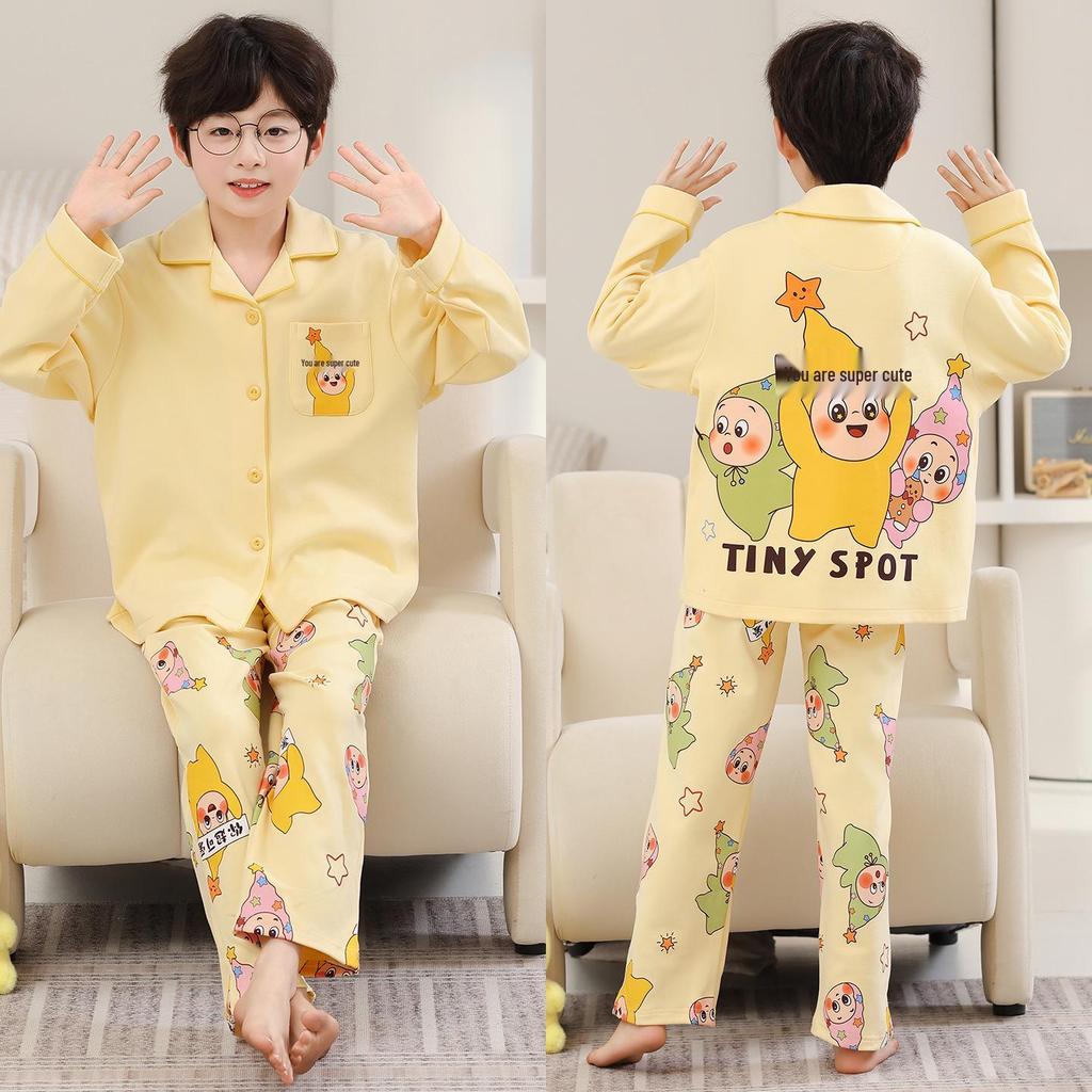2026 New Girls' Spring & Autumn Long Sleeve Cotton Pajama Set – Princess Style for Medium & Large Children