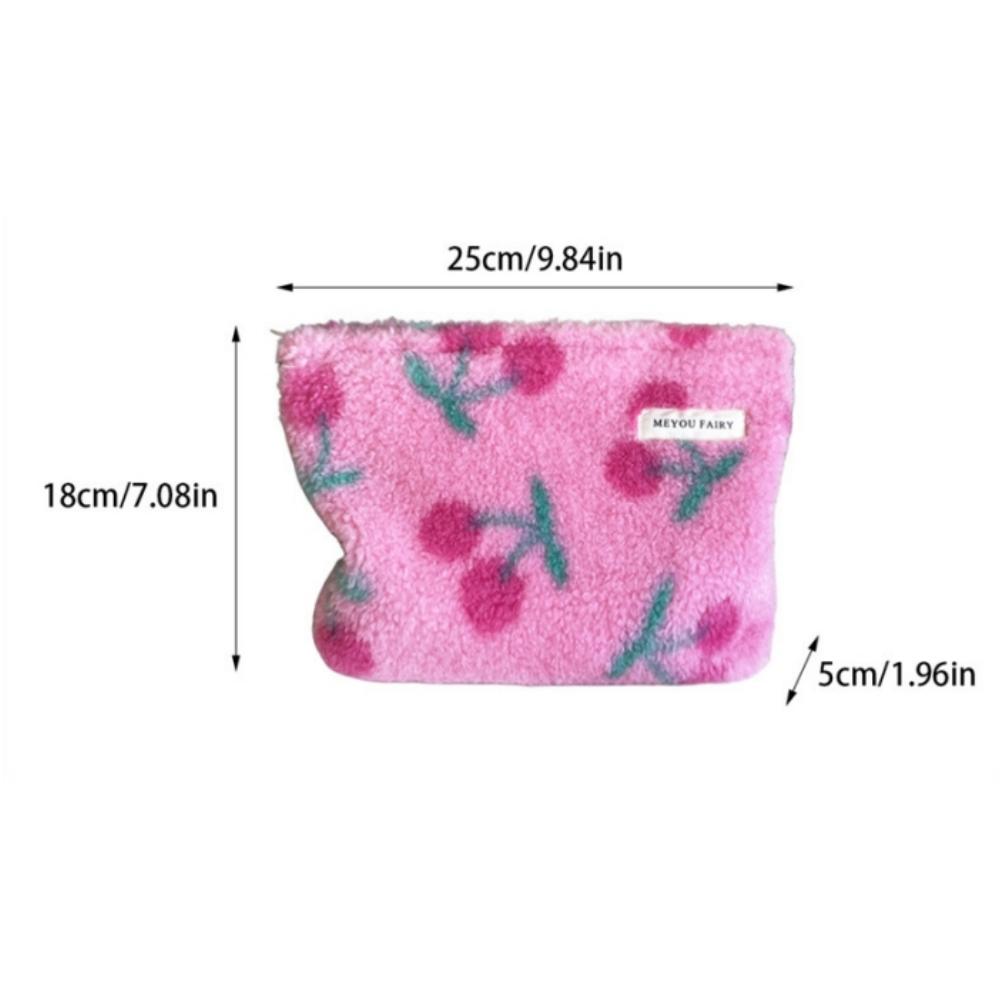 

Plush Makeup Bag Adorable Portable Toiletry Bag Pink Makeup Organizer Lightweight Travel Cosmetic Bag For Makeup Routine Handbag