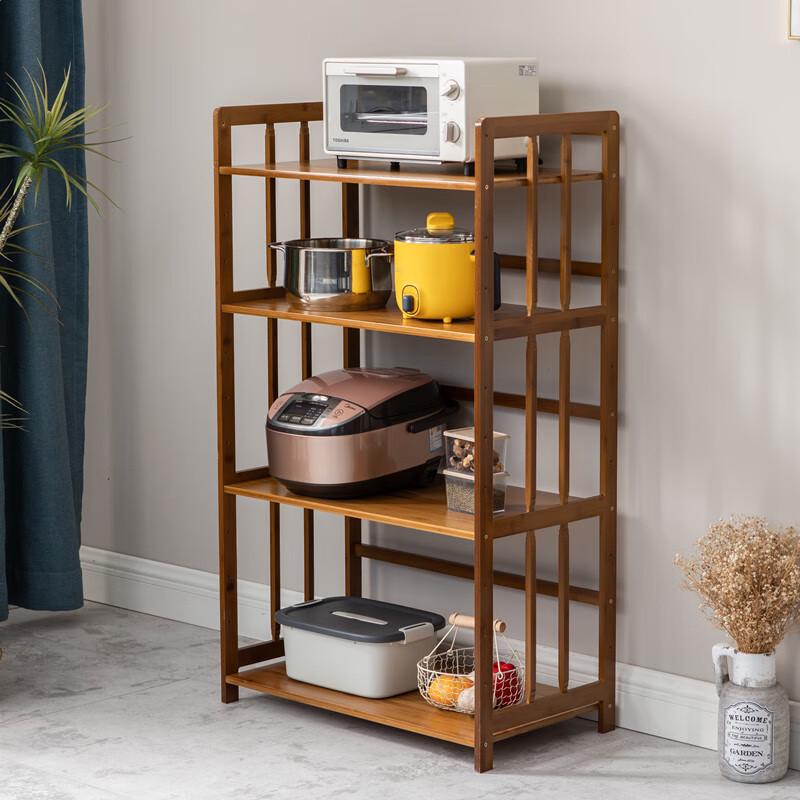 Miling Mid-Century Nanmu Bamboo 4-Tier Storage Shelf