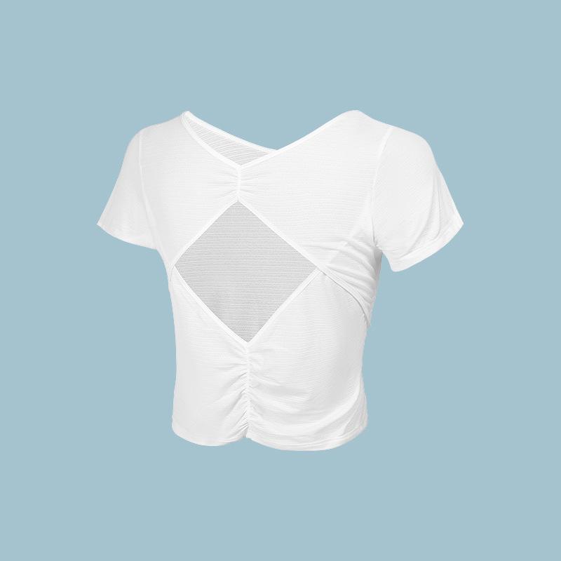 

Женская дышащая облегающая спортивная футболка для йоги и бега - короткий рукав, летний стиль Extra Large (XL)