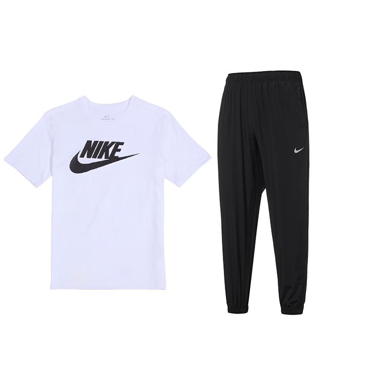 Nike Casual Sportswear Men's White+Black Crew Neck Moderate AR5005-101+FB7498-010