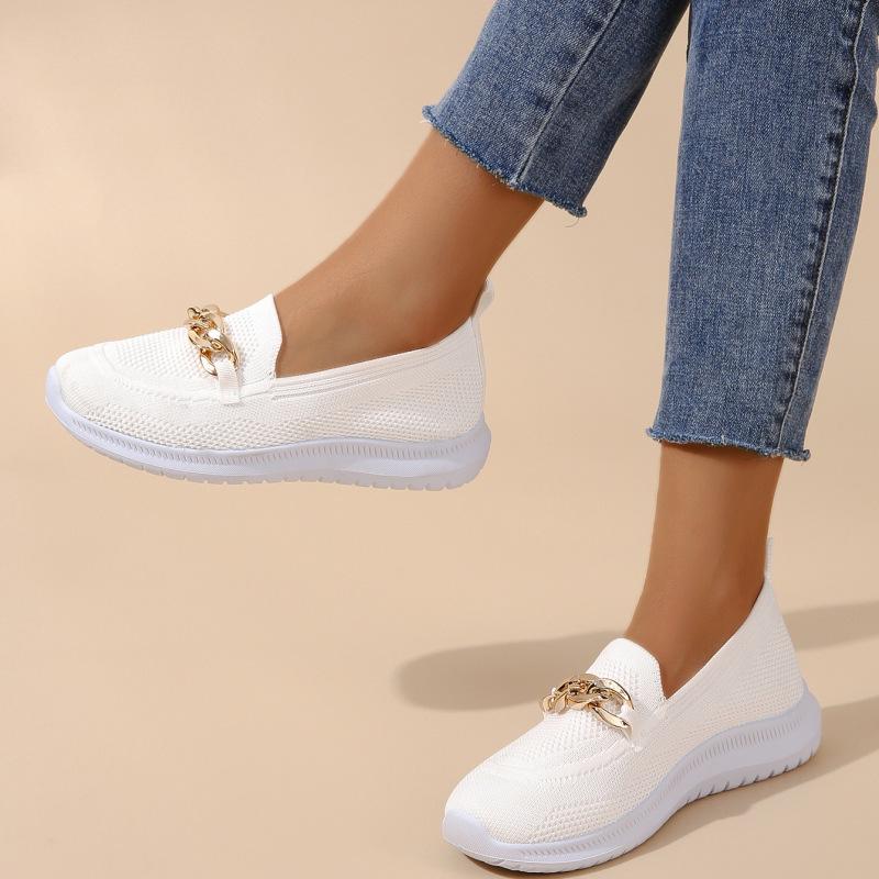 Women's Thick-Soled Knit Loafers - Breathable, Soft, Slip-On Sneakers