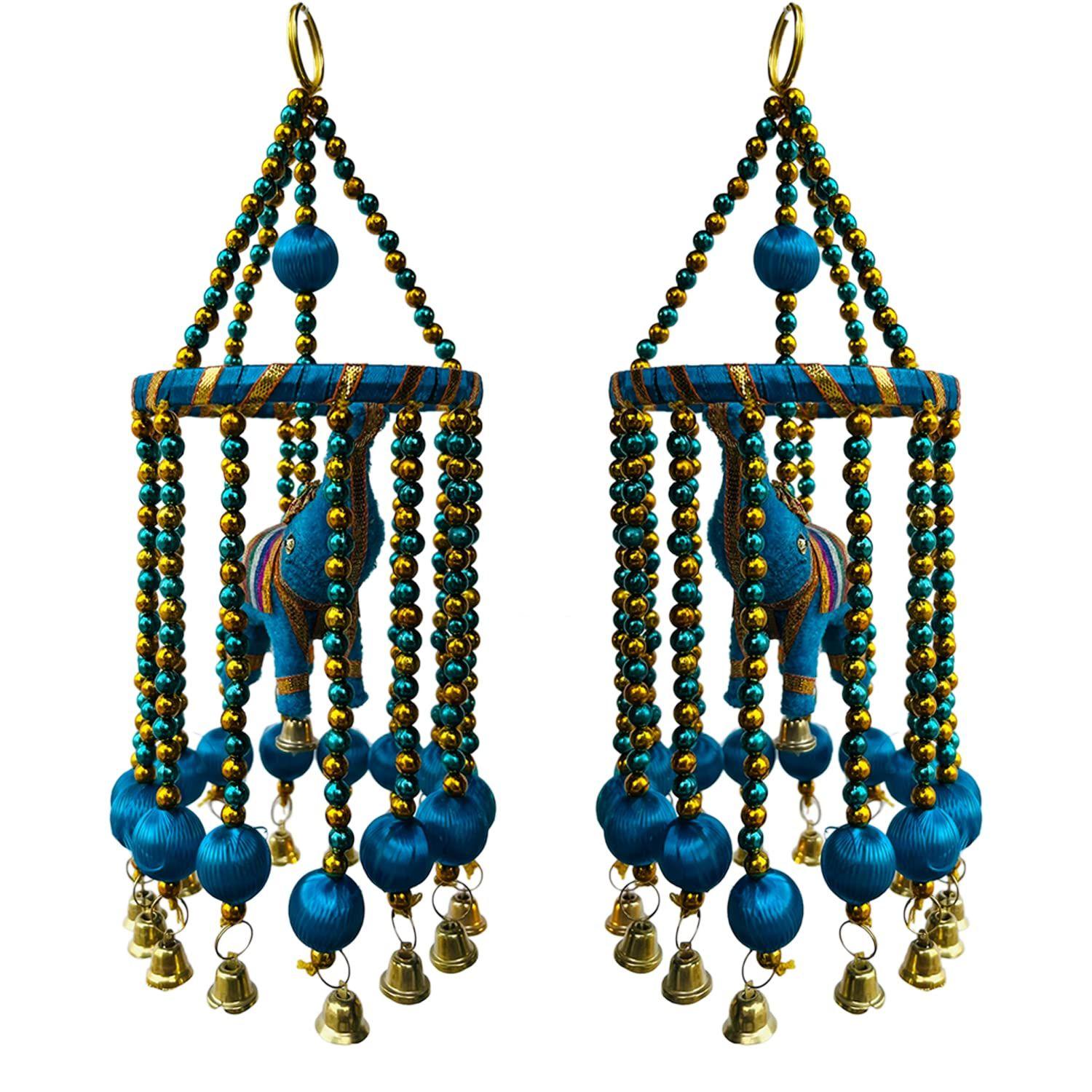 

Традиционные колокольчики ветра|Подвесное кольцо слоны с колокольчиками|Полиэстер ручной работы латкан|Декоративный дверной подвесной латкан|Упаковка из 2 штук (многокрасочный)