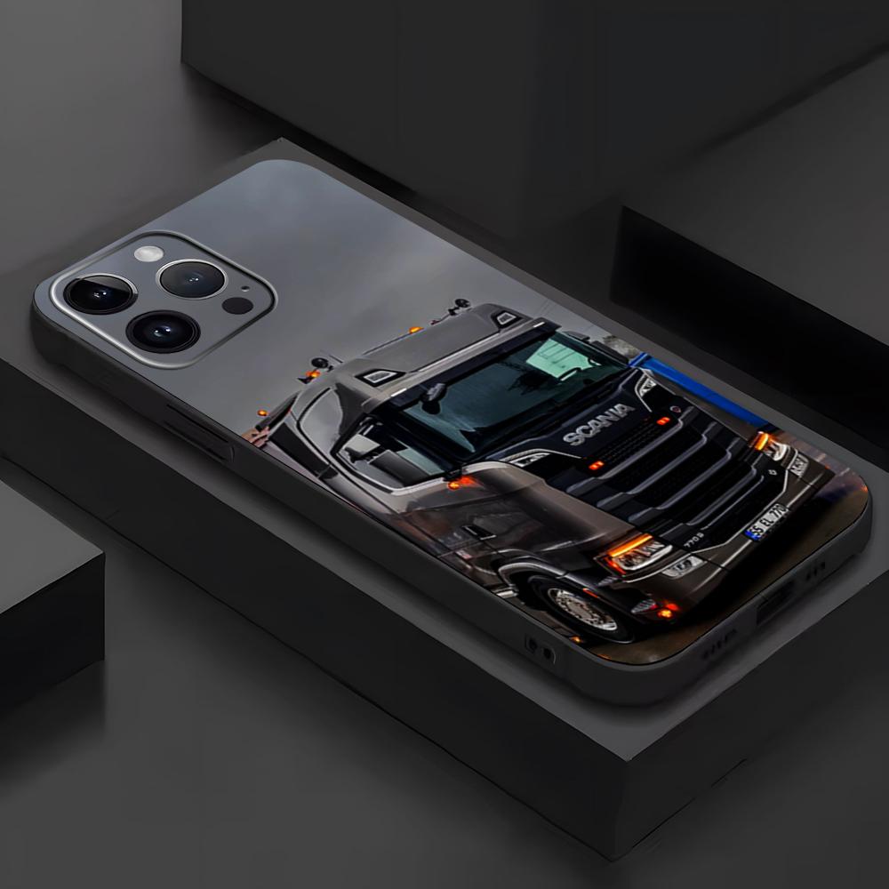 S-Scania TruxES Phone Case For iPhone 16 16e 15 14 13 12 11 Plus Mini Pro Max Soft Black Shockproof Cover