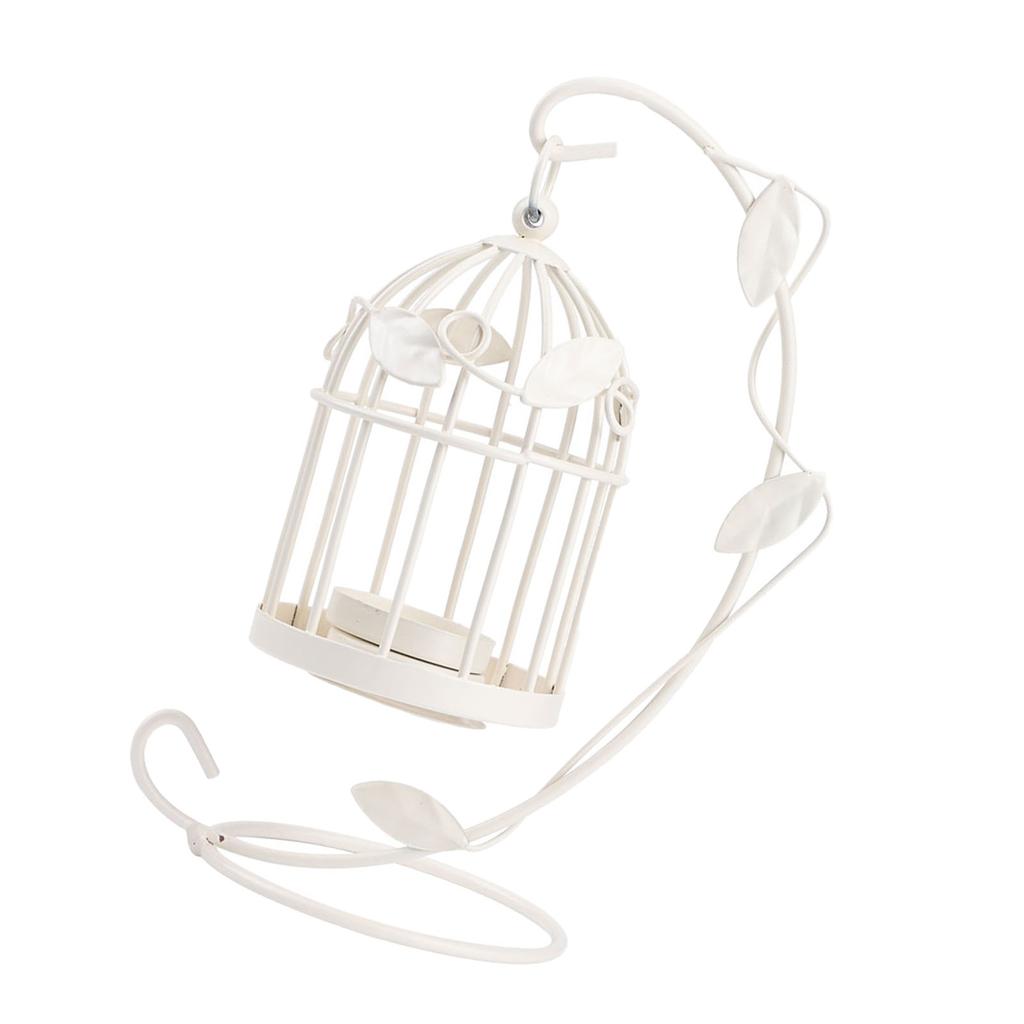 Innovativer Kerzenhalter aus Eisenblättern, ausgehöhlter Käfig, zum Aufhängen, Kerzenständer, Haushaltsdekoration, Weiß
