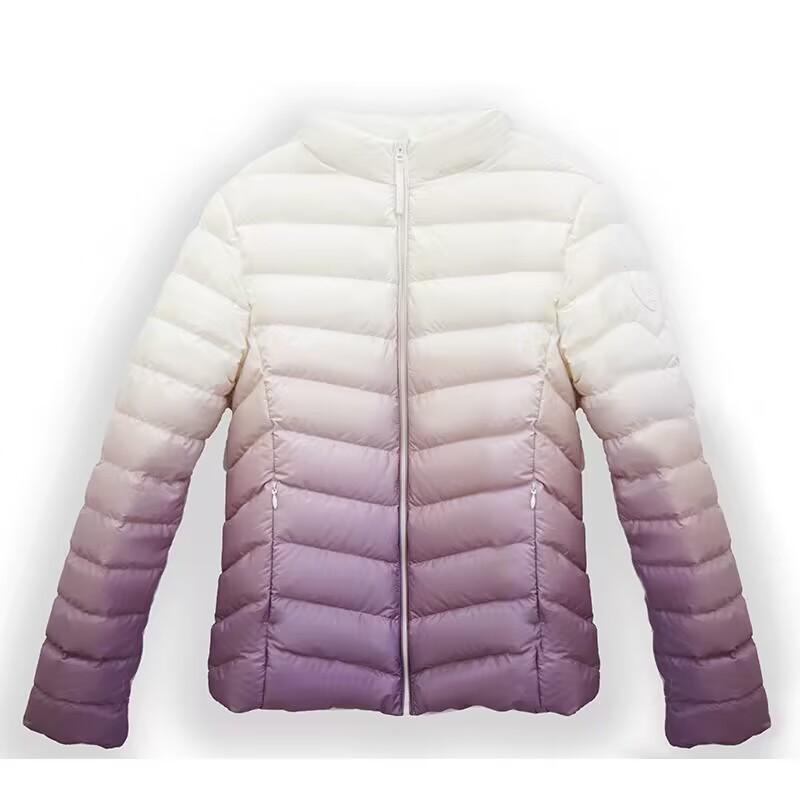 Light down jacket women's short new slim and thin versatile gradual change color white duck down casual stand-up collar down jacket