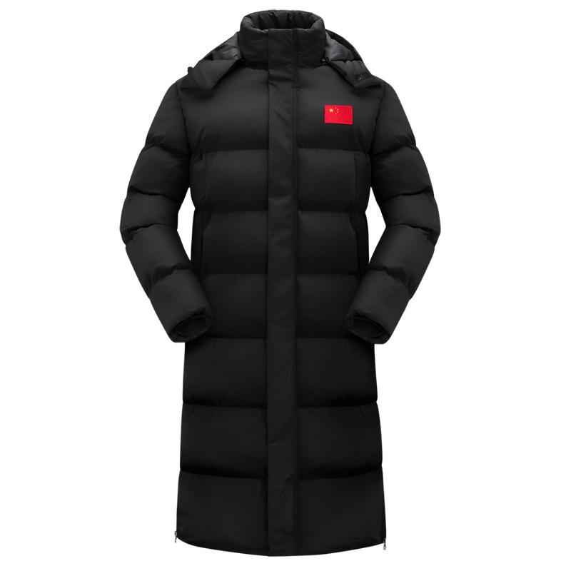 Winter Training Coats for Men and Women Winter Training Coats for National Team Sports Plus Velvet Over-knee Long Cotton Jacket Sports Cotton Jacket
