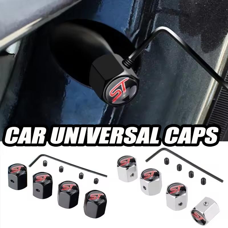 4Pcs Car Tire Valve Caps Aluminium Seal Tire Valve Stem Caps Dust Proof Covers For FORD ST Focus Kuga Tierra Explorer Mondeo
