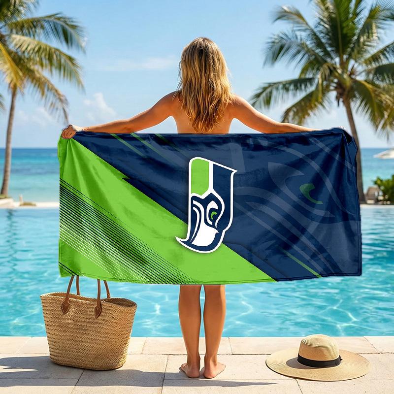 Seattle Seahawks Fashion Beach Towel Portable Soft Quick Dry Towel For Swimming Camping Holiday Use