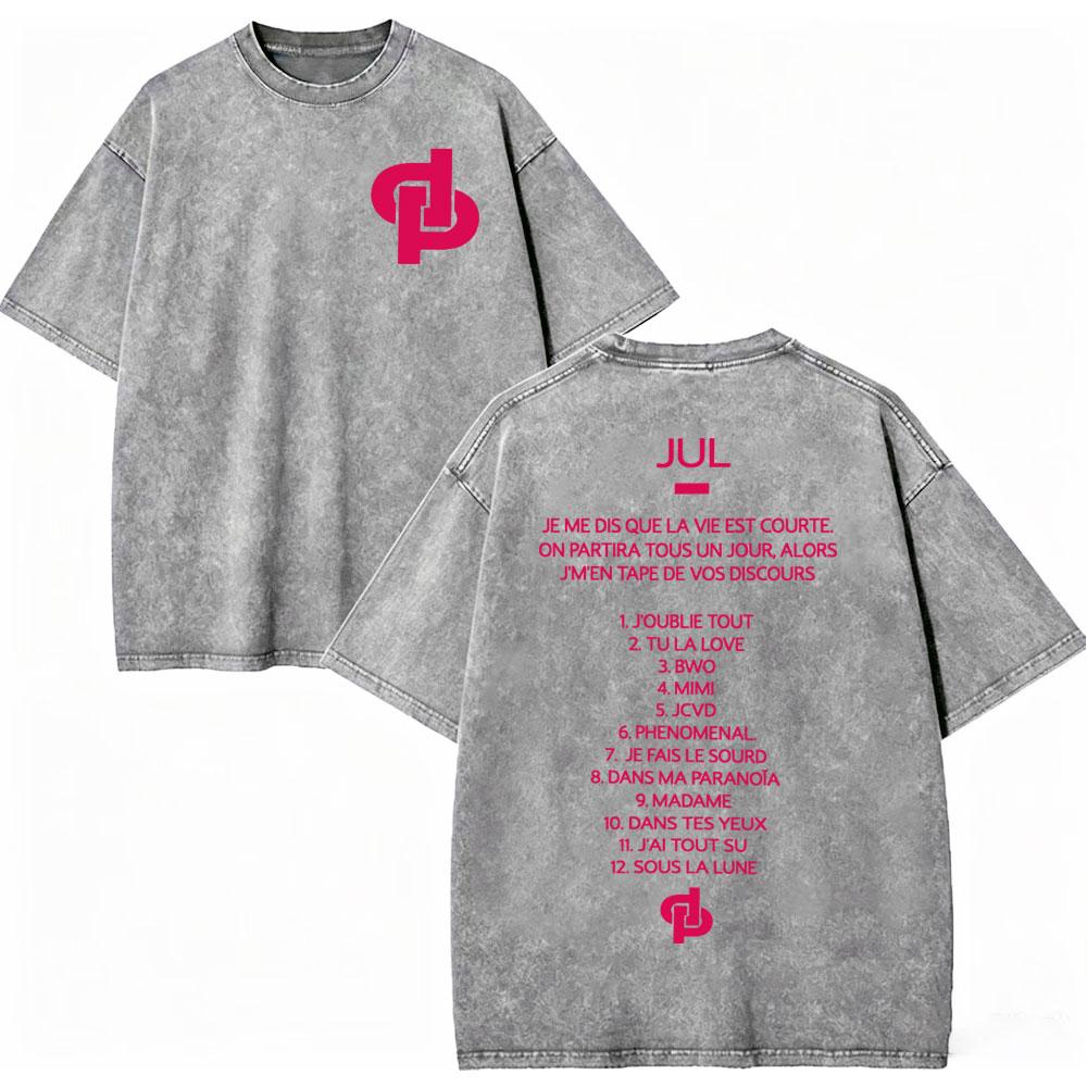 Vintage Washed Rapper JUL Album Graphic T Shirts Men Women Clothing Fashion Hip Hop T-shirt Summer Casual Loose Cotton T-shirts