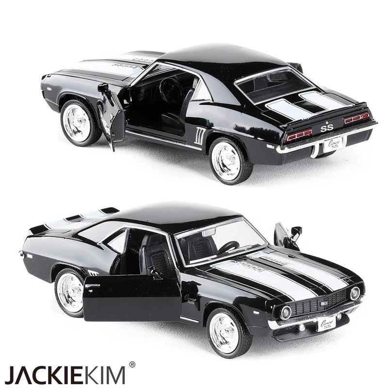 MaKeda1:36 Chevrolet USA 1969 Camaro SS Vintage Matte Black Diecast Metal Car Model Toy For Collection Gift Kids 