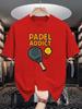 Padel Racket And Ball Graphic Unisexs Crew Neck T Shirt Padel Addict Tennis Print Short Sleeve Casual Cotton Daily Street Tops