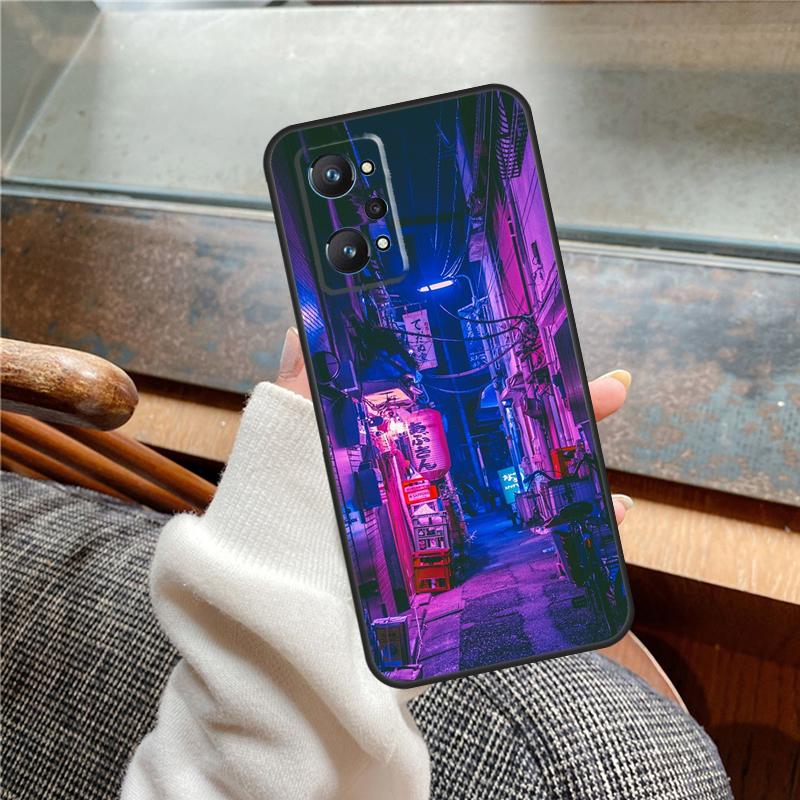 Japanese Night City Aesthetic Case For Realme 11 12 13 14 Pro Plus C53 C55 C51 C25 C63 C61 C65 C67 C71 C75 GT6 GT7 15 Pro