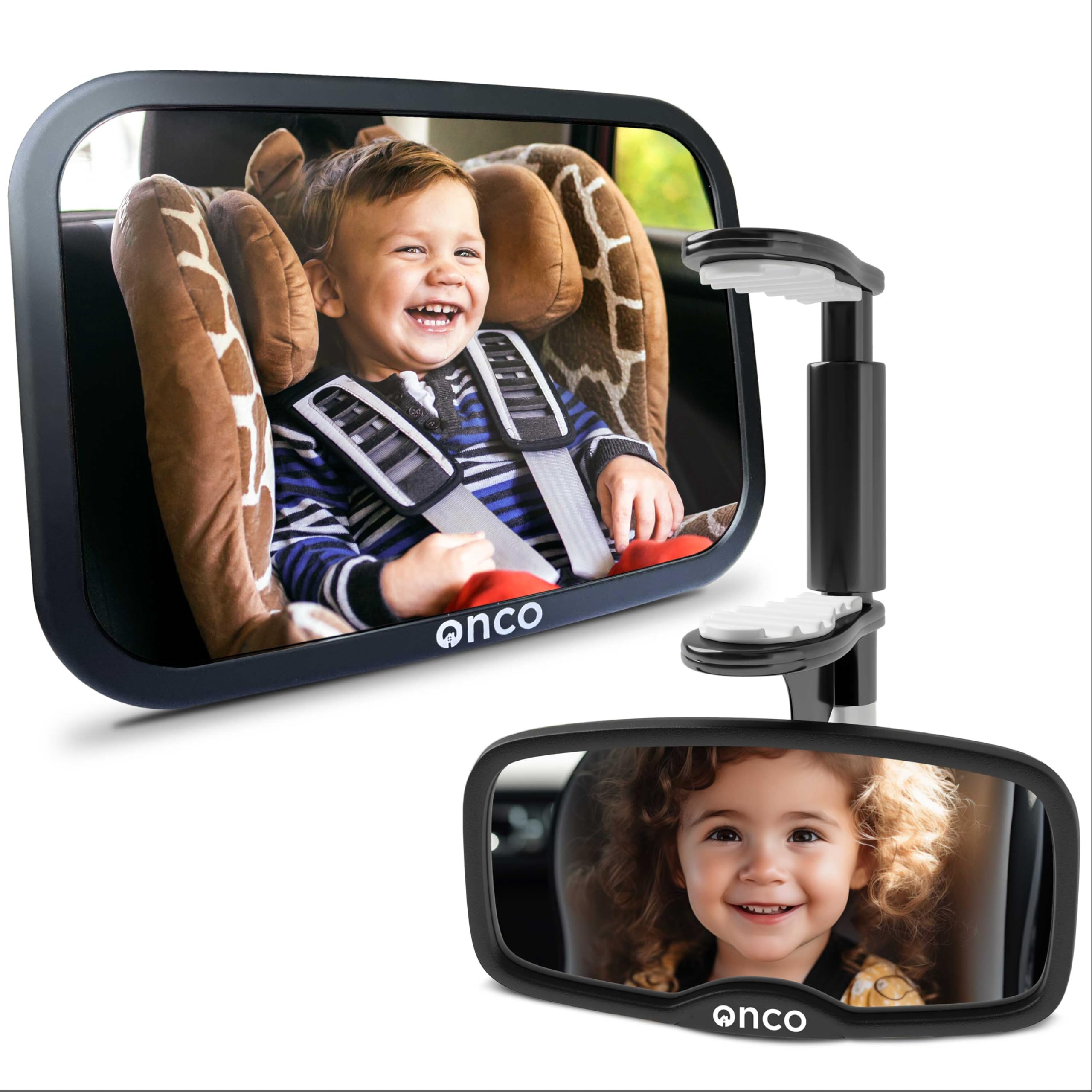 

Onco Stroller Mirror 2-Piece Set | Rear-facing & Forward-facing compatible, 100% shatterproof & vibration-resistant, 360° rotation & clip-on, wide-ang