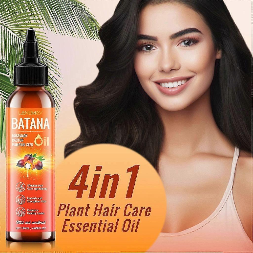 Batana Oil for Hair Growth, 4-in-1 Honduran Batana Oil with Rosemary, Castor, Pumpkin Seed Oil, Nourishes, Strengthens, Promotes Healthy Hair, 120ML