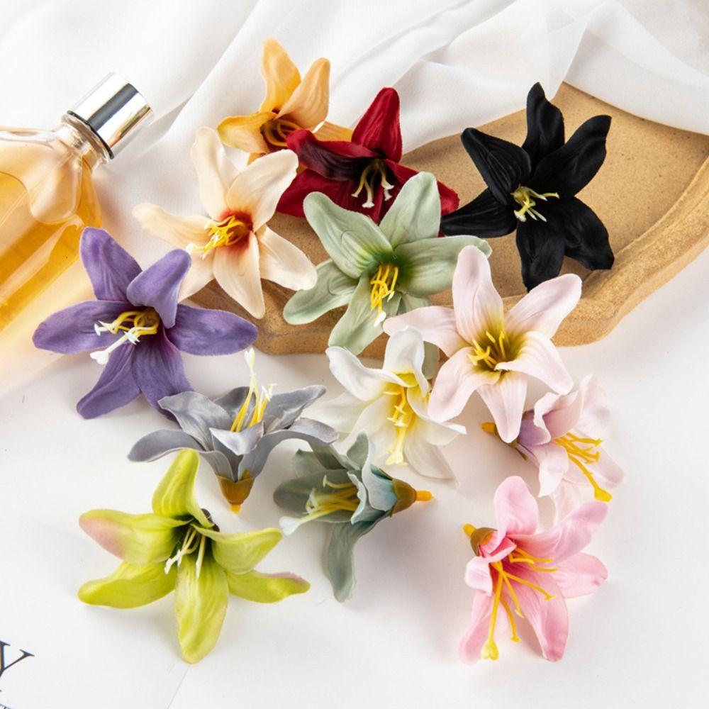 

Stemless Scrapbooking DIY Elegant Faux Flowers Silk Plants Artificial Lilies Fake Lilies Head серый