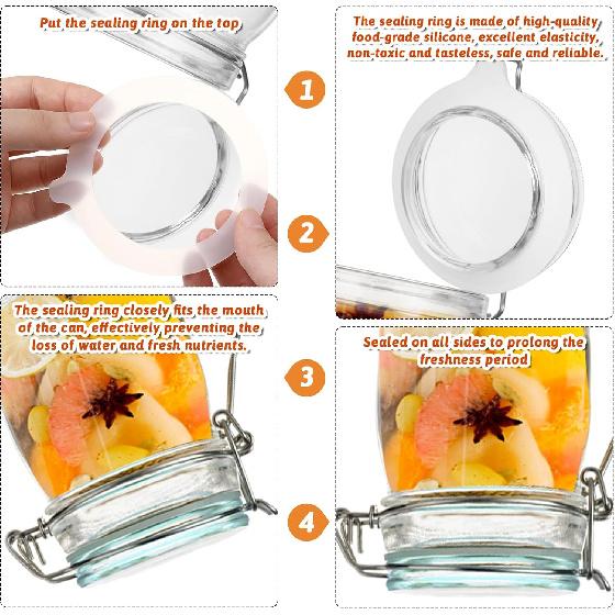 Silicone Jar Gaskets, Rubber Seals for Glass Jars Airtight Silicone Replacement Gasket Leakproof Rubber Gasket for Canning Mason Jars for Mason Jar,