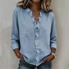 TIFICY Women's Fashion Casual Spring Autumn Solid Color Print Long Sleeve V-Neck Blouses & Shirts